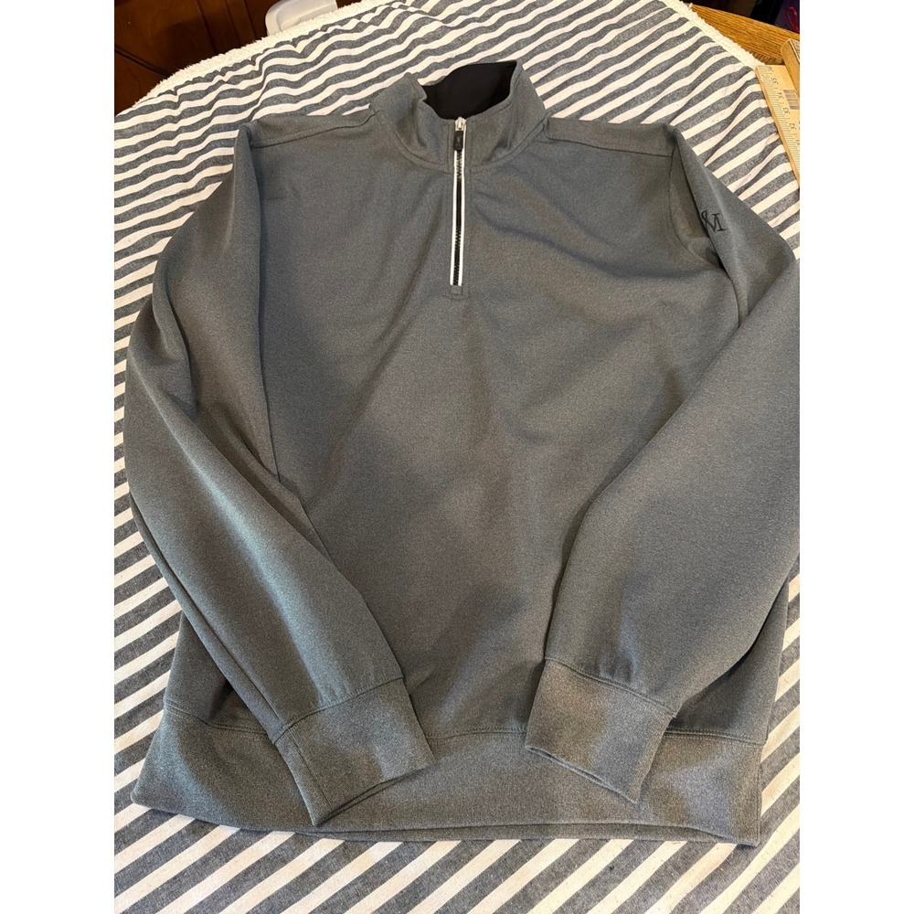 F&G Tech Mens Quarter Zip Pullover Gray Long Sleeve Golf Activewear Size L